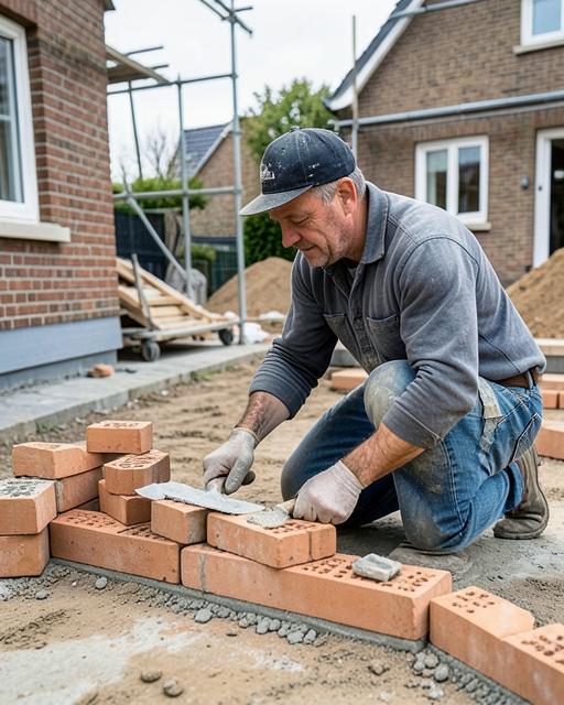 Entrepreneur maçon sur un chantier