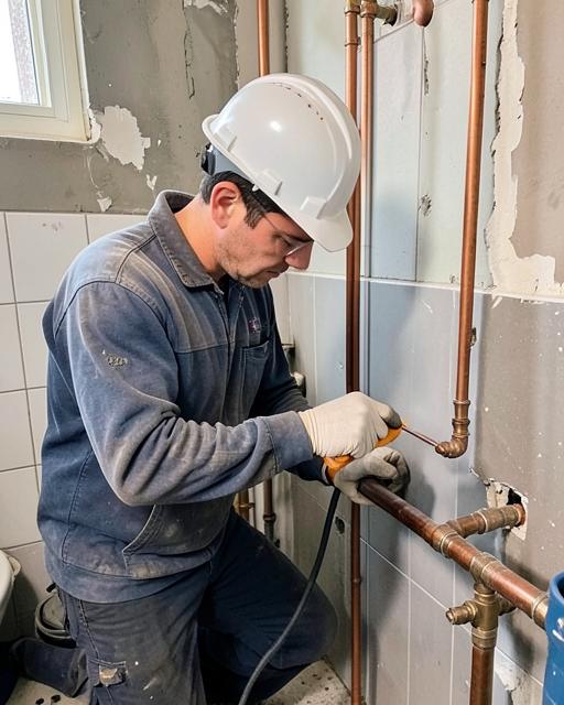 Entrepreneur plombier sur un chantier